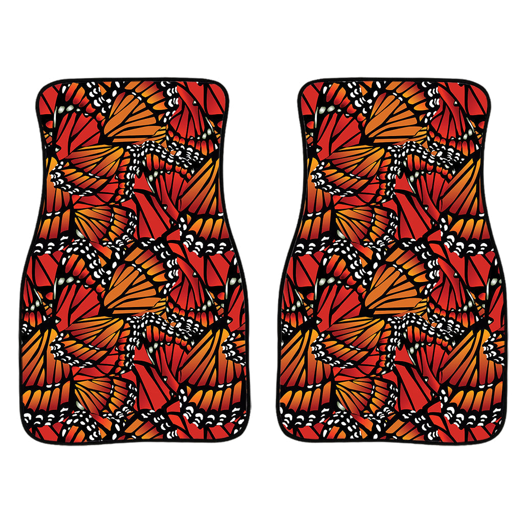Orange Monarch Butterfly Wings Print Front And Back Car Floor Mats/ Front Car Mat