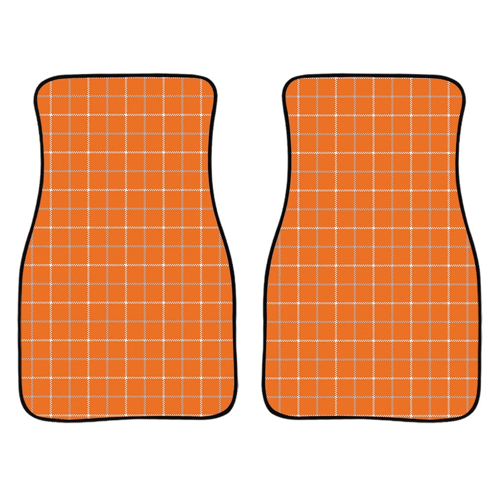 Orange Tattersall Pattern Print Front And Back Car Floor Mats/ Front Car Mat