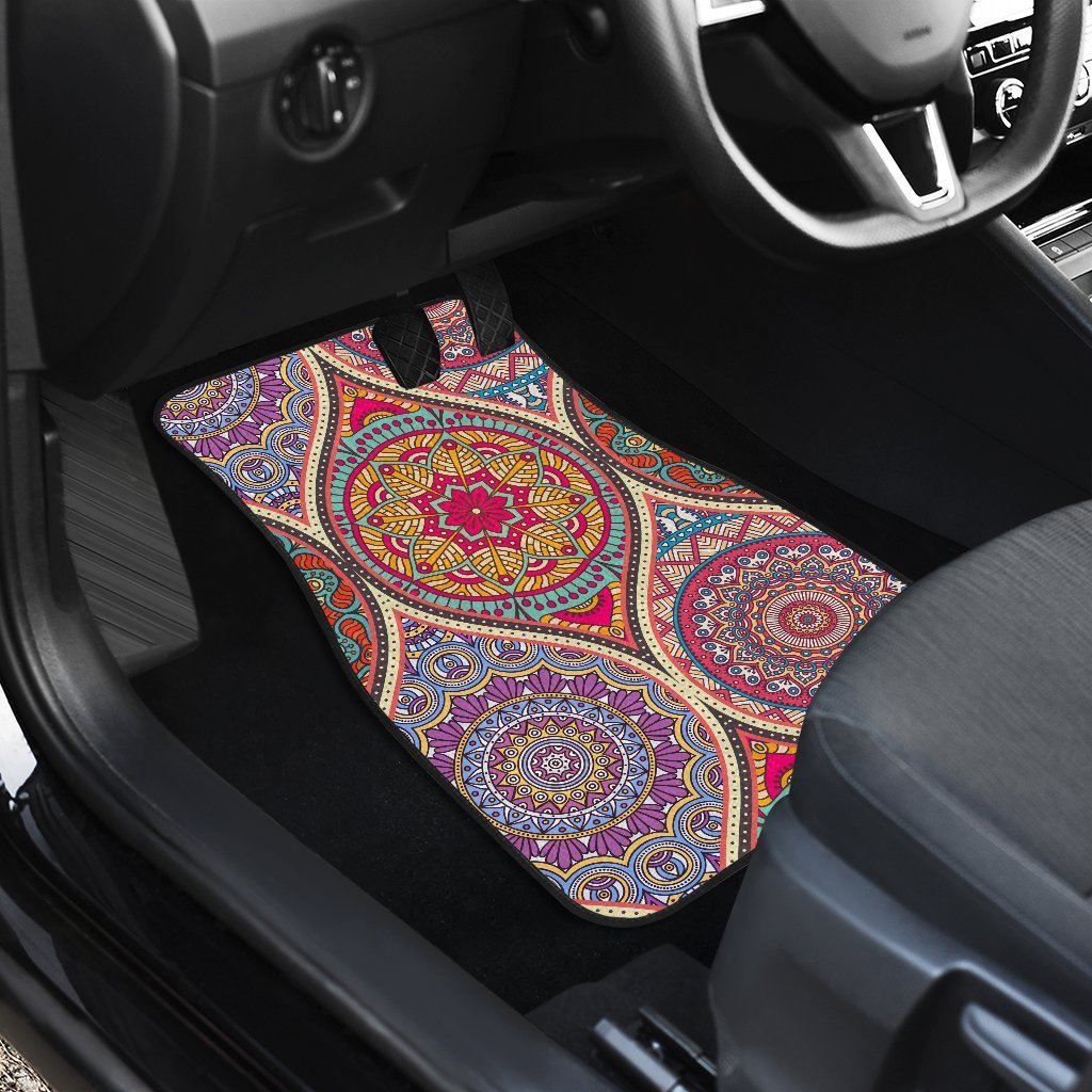 Oval Bohemian Mandala Patchwork Print Front And Back Car Floor Mats/ Front Car Mat