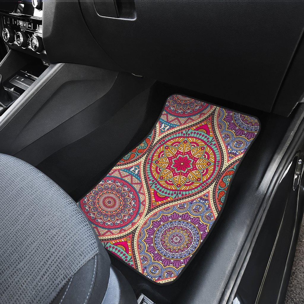 Oval Bohemian Mandala Patchwork Print Front And Back Car Floor Mats/ Front Car Mat