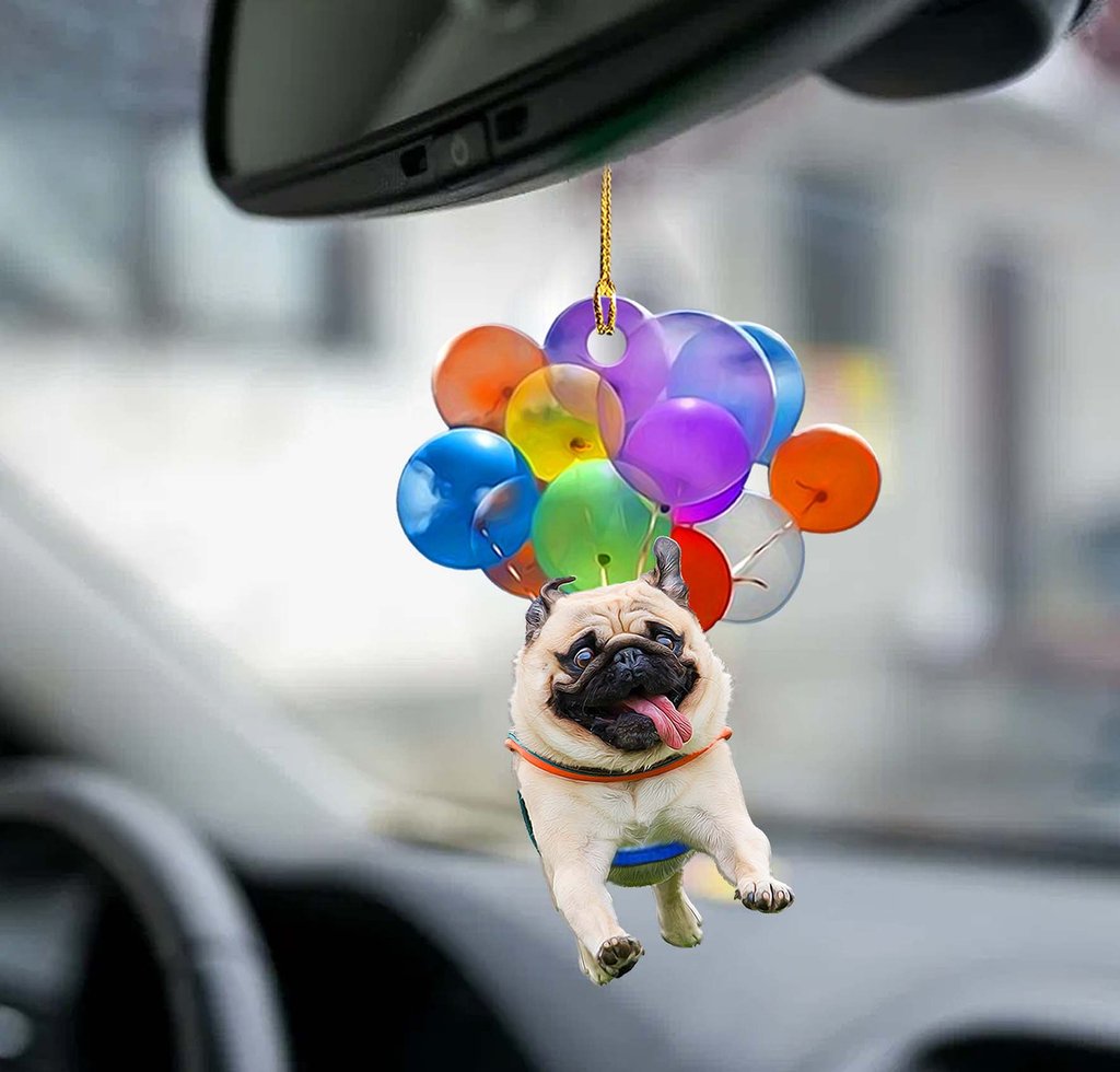 Pug Dog Fly With Bubbles Car Hanging Ornament Dog Ornament Coolspod