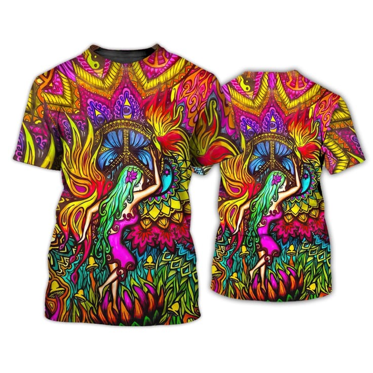 Old Man Hippie 3D All Over Print Tshirt/ Hippie Shirts For Men And Women/ Mushroom Hippie 3D Tshirt