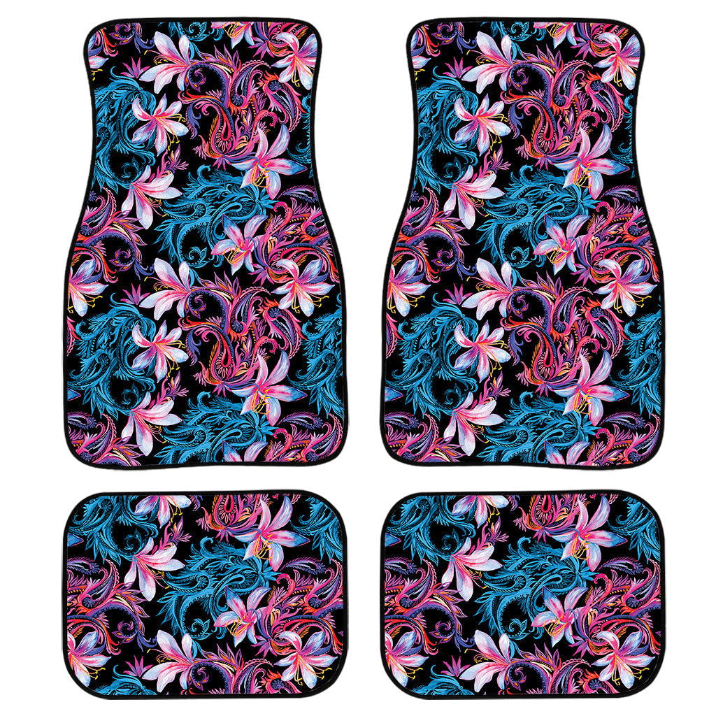 Paisley And Floral Pattern Print Front And Back Car Floor Mats/ Front Car Mat