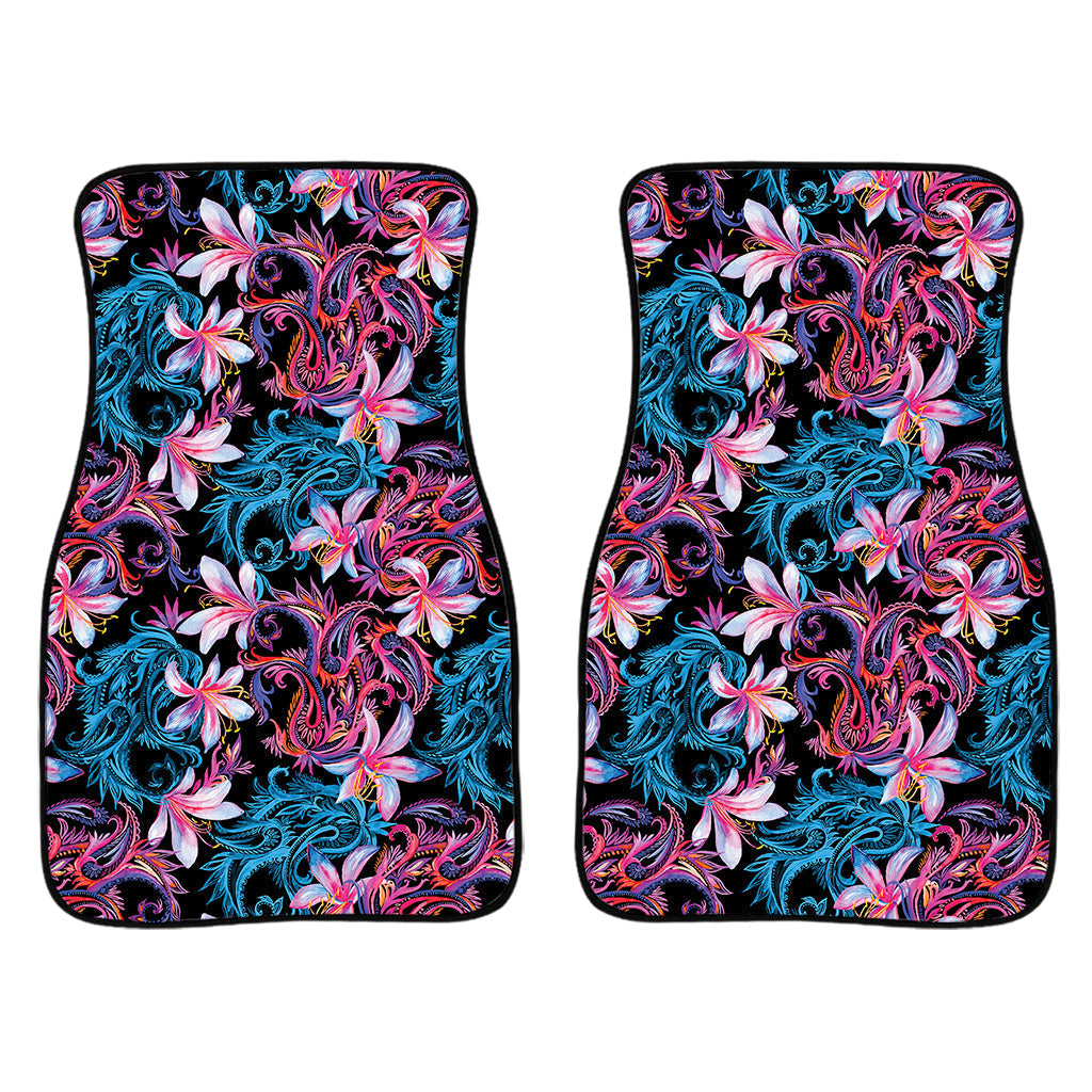 Paisley And Floral Pattern Print Front And Back Car Floor Mats/ Front Car Mat
