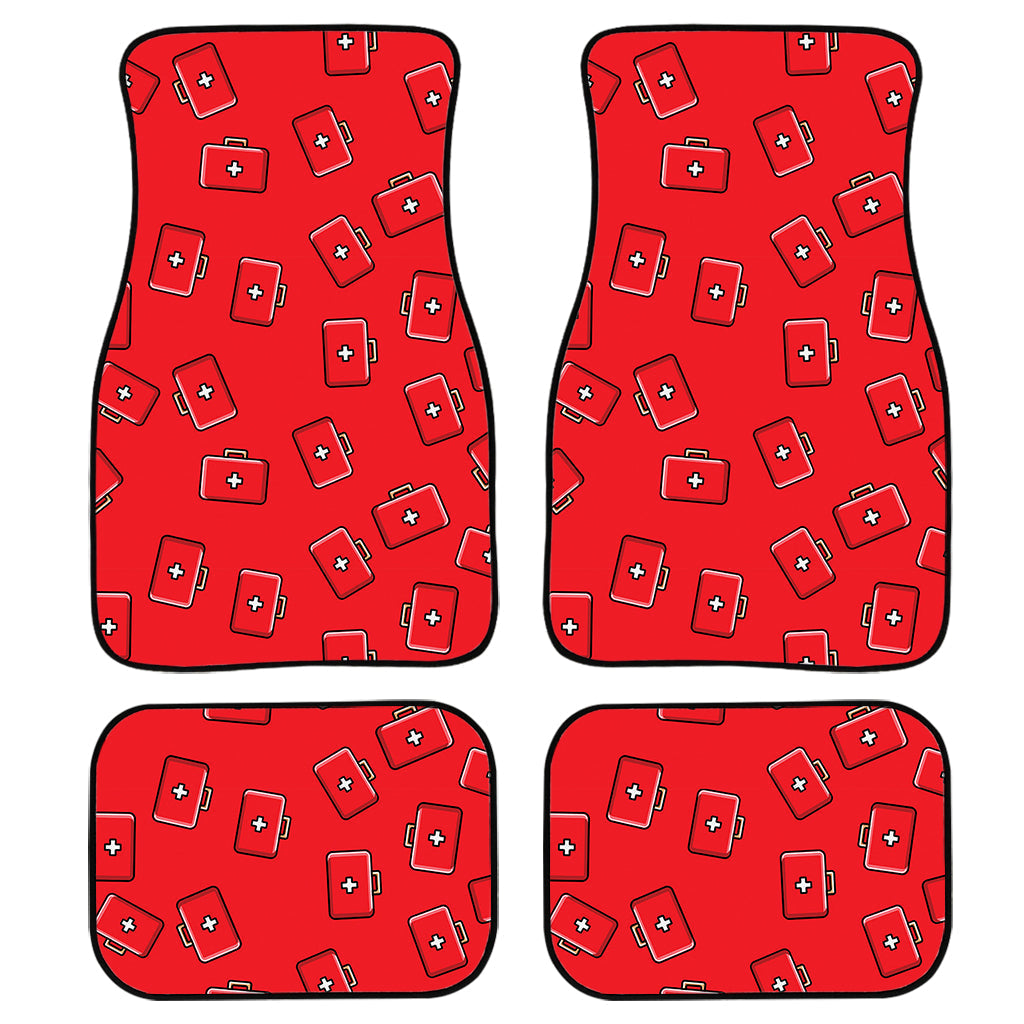 Paramedic First Aid Kit Pattern Print Front And Back Car Floor Mats/ Front Car Mat
