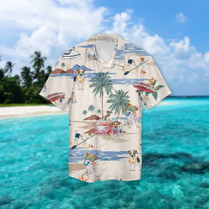 Parson Russell Terrier Summer Beach Hawaiian Shirt/ Hawaiian Shirts for Men women Short Sleeve Aloha Beach Shirt