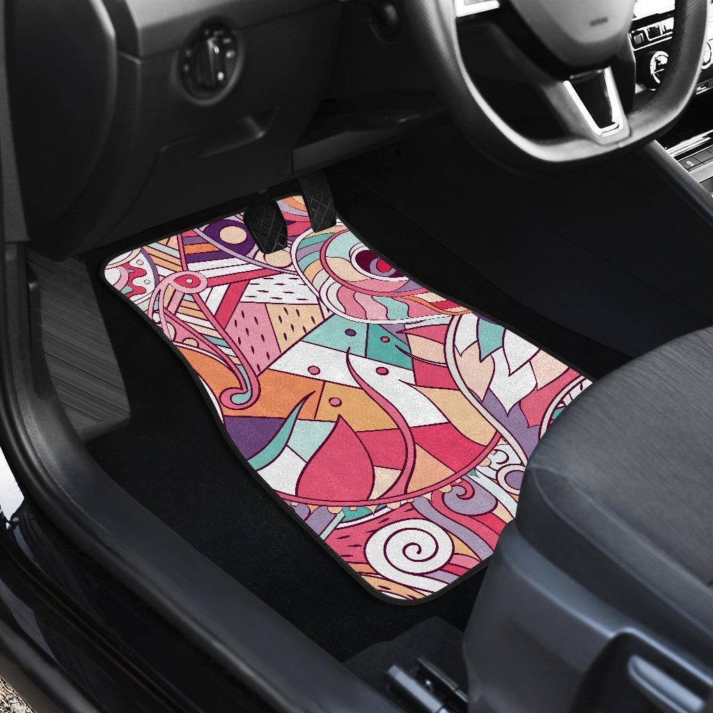 Pastel Bohemian Floral Pattern Print Front And Back Car Floor Mats/ Front Car Mat