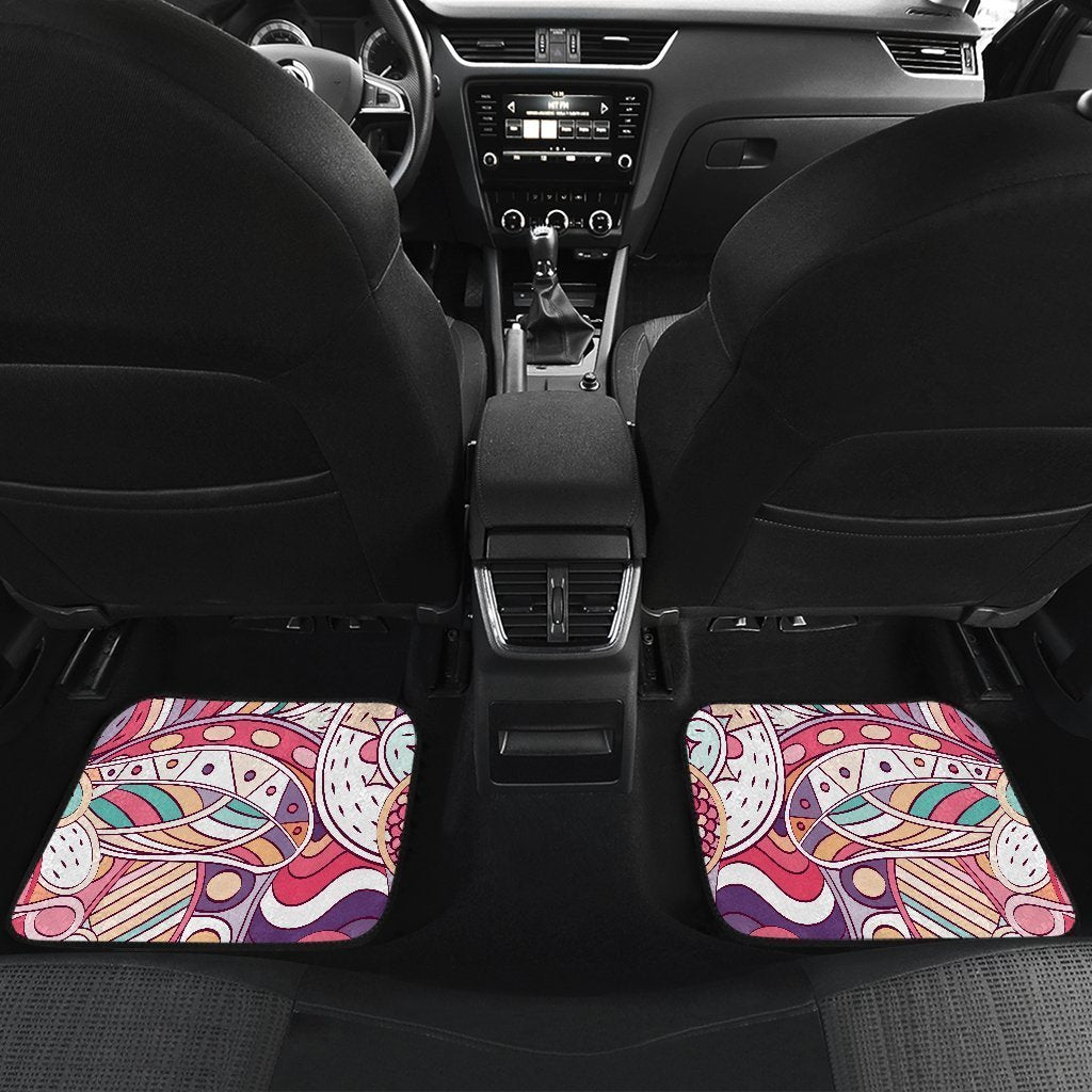 Pastel Bohemian Floral Pattern Print Front And Back Car Floor Mats/ Front Car Mat