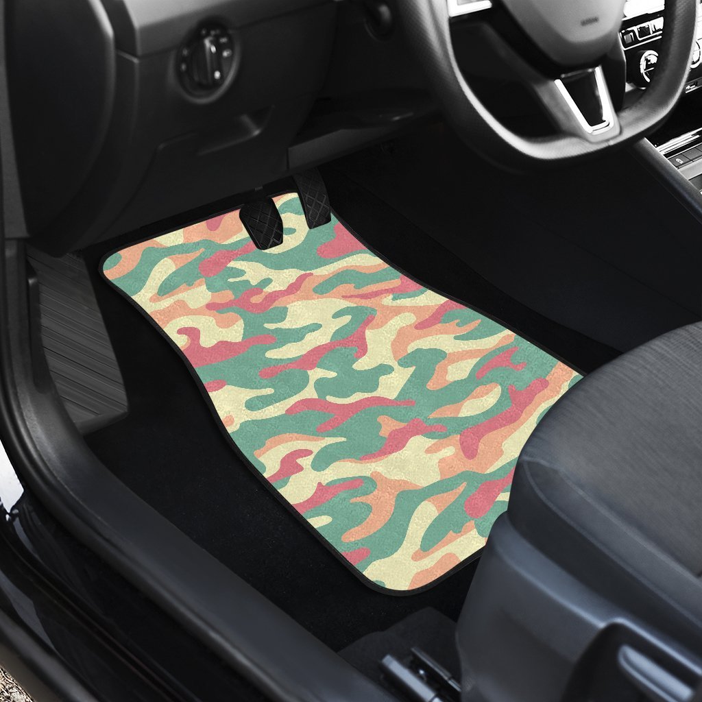 Pastel Camouflage Print Front And Back Car Floor Mats/ Front Car Mat