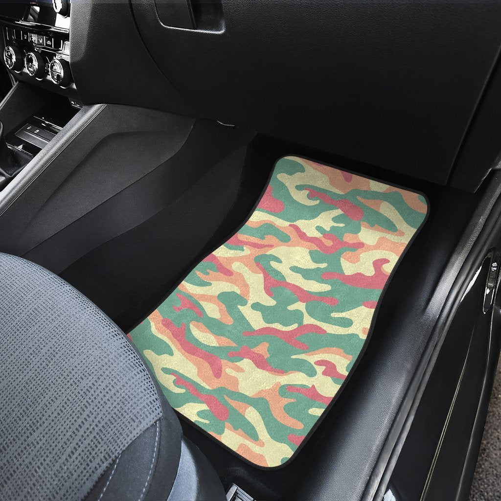 Pastel Camouflage Print Front And Back Car Floor Mats/ Front Car Mat