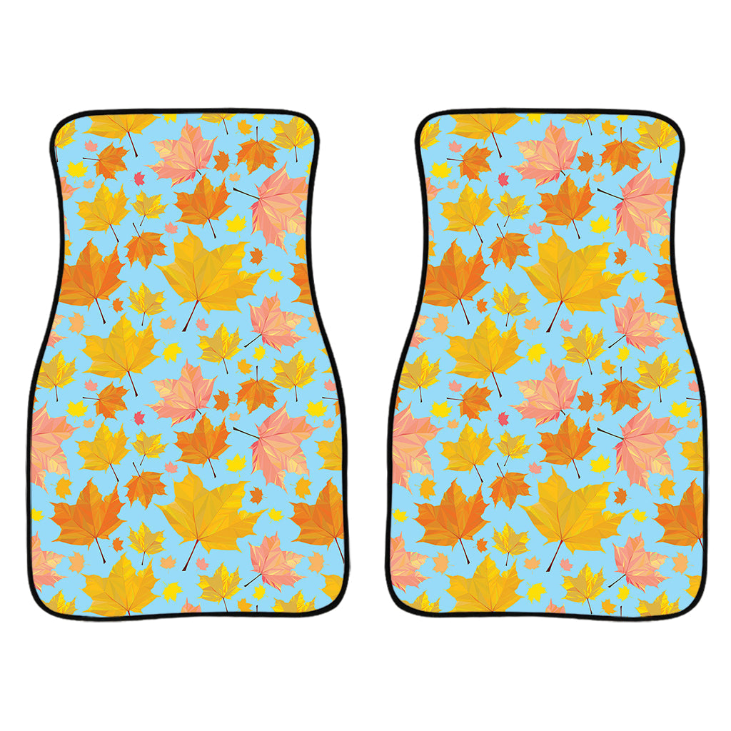 Pastel Maple Leaves Pattern Print Front And Back Car Floor Mats/ Front Car Mat