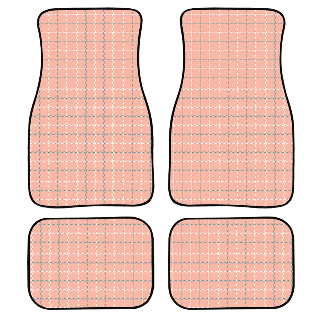 Pastel Orange Tattersall Pattern Print Front And Back Car Floor Mats/ Front Car Mat