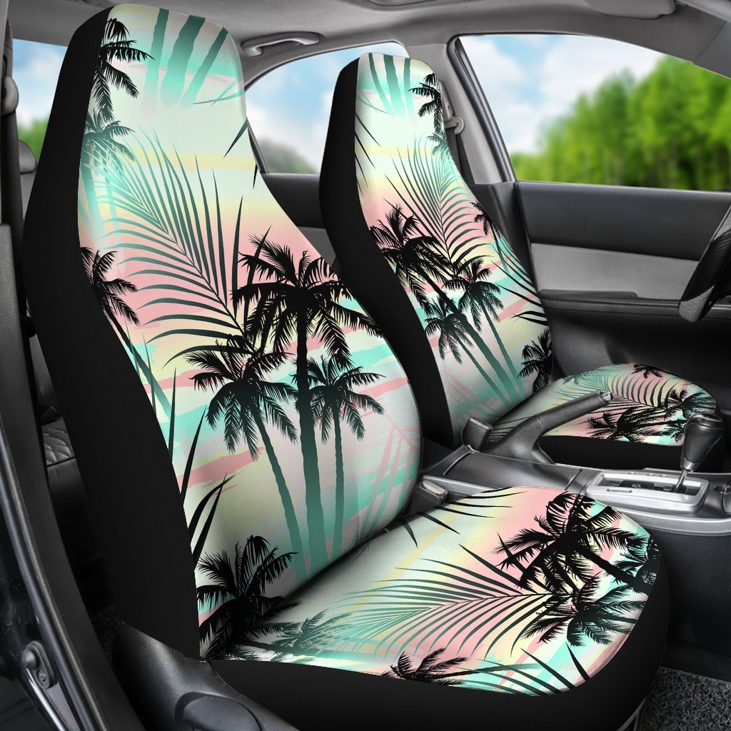 Pastel Palm Tree Pattern Print Universal Fit Car Seat Covers
