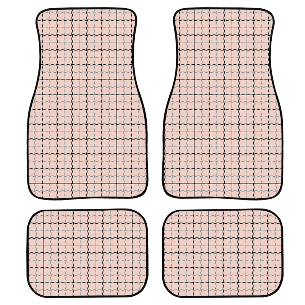 Pastel Pink And Black Tattersall Print Front And Back Car Floor Mats/ Front Car Mat