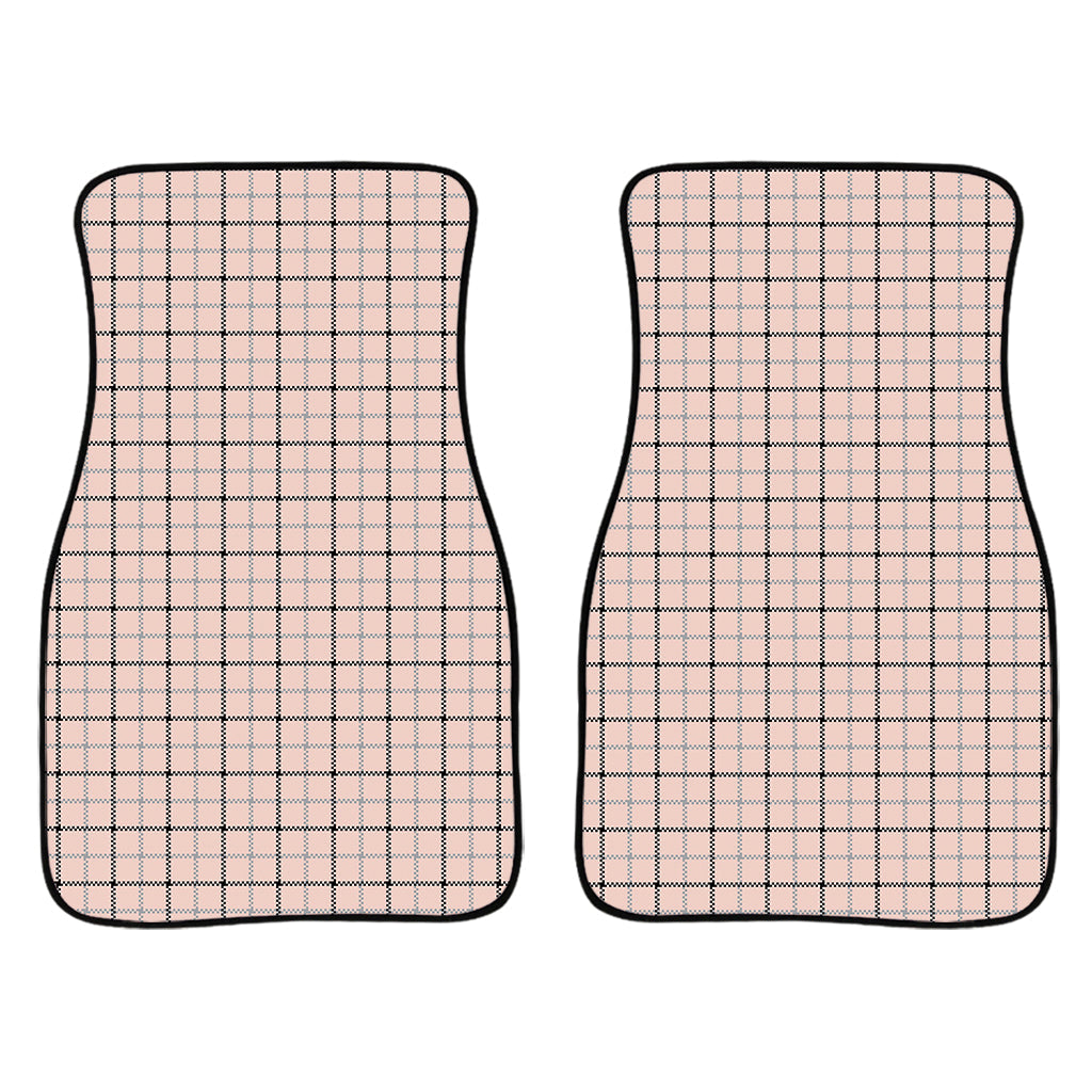 Pastel Pink And Black Tattersall Print Front And Back Car Floor Mats/ Front Car Mat