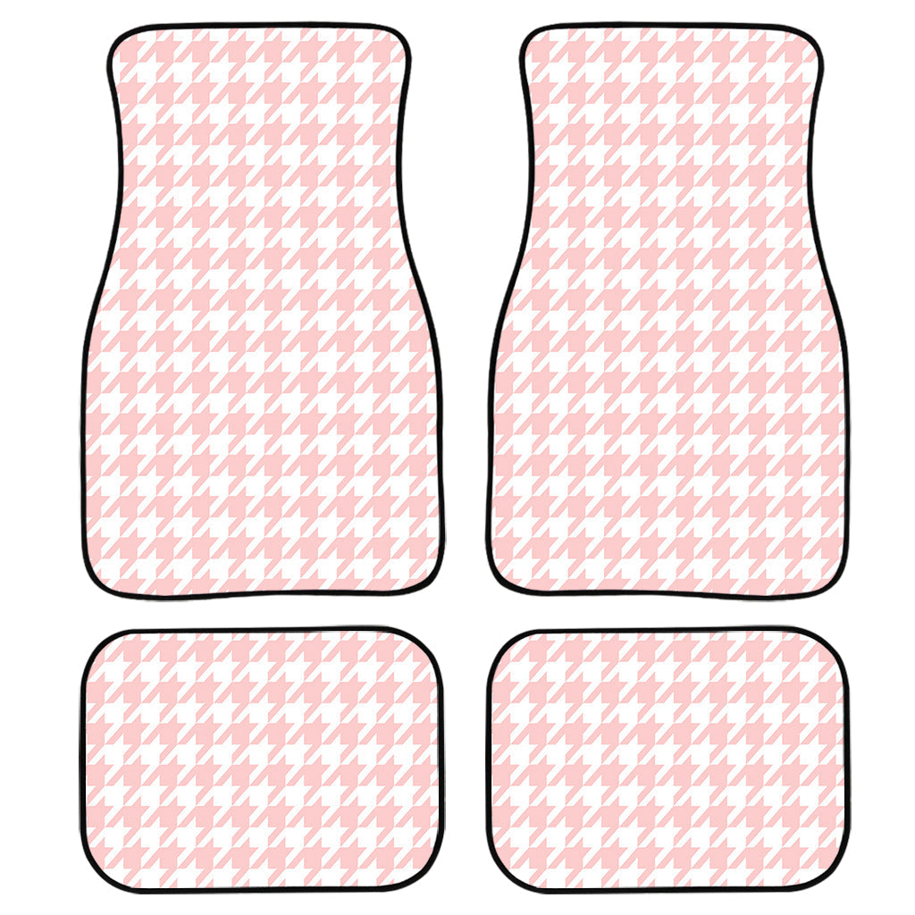 Pastel Pink And White Houndstooth Print Front And Back Car Floor Mats/ Front Car Mat