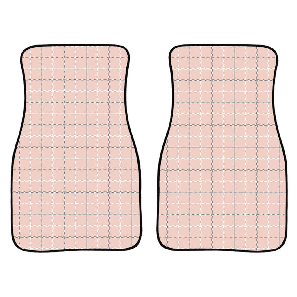 Pastel Pink Tattersall Pattern Print Front And Back Car Floor Mats/ Front Car Mat
