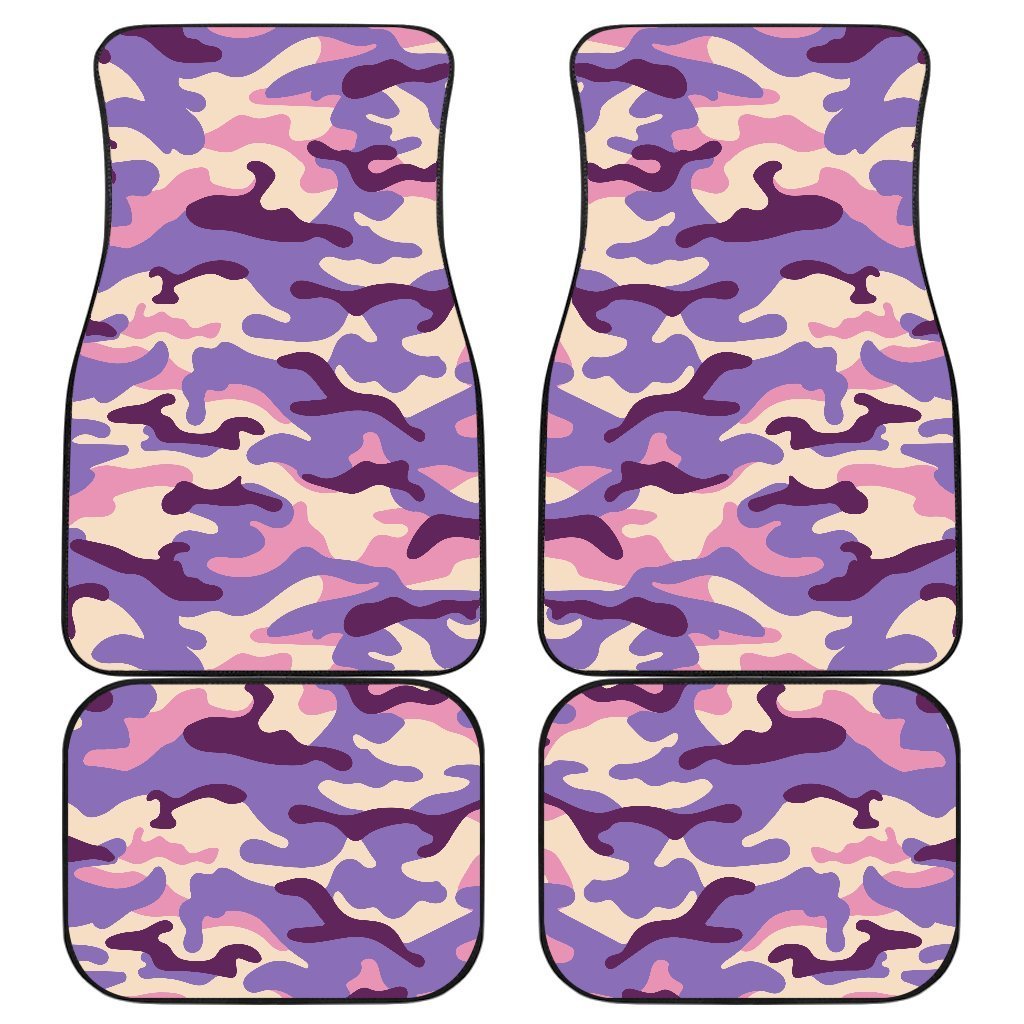 Pastel Purple Camouflage Print Front And Back Car Floor Mats/ Front Car Mat