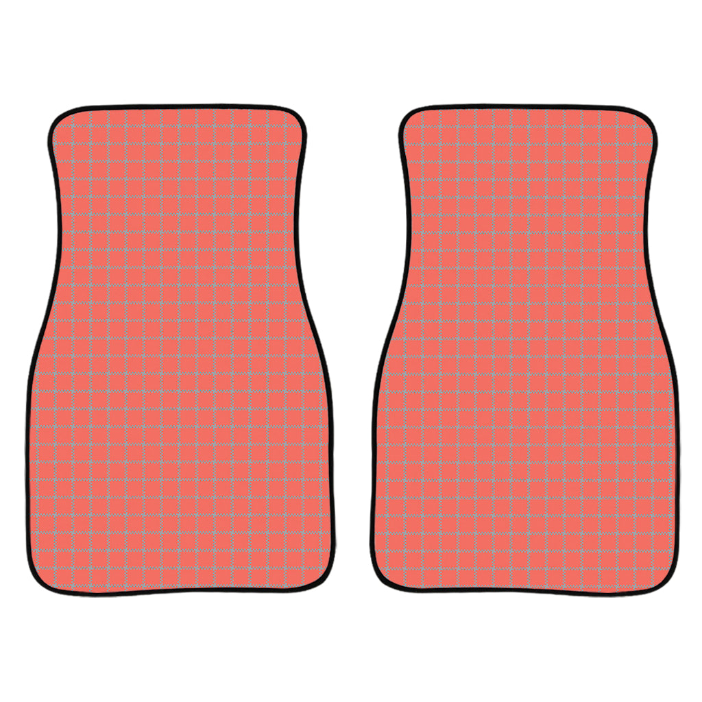 Pastel Red And Grey Tattersall Print Front And Back Car Floor Mats/ Front Car Mat