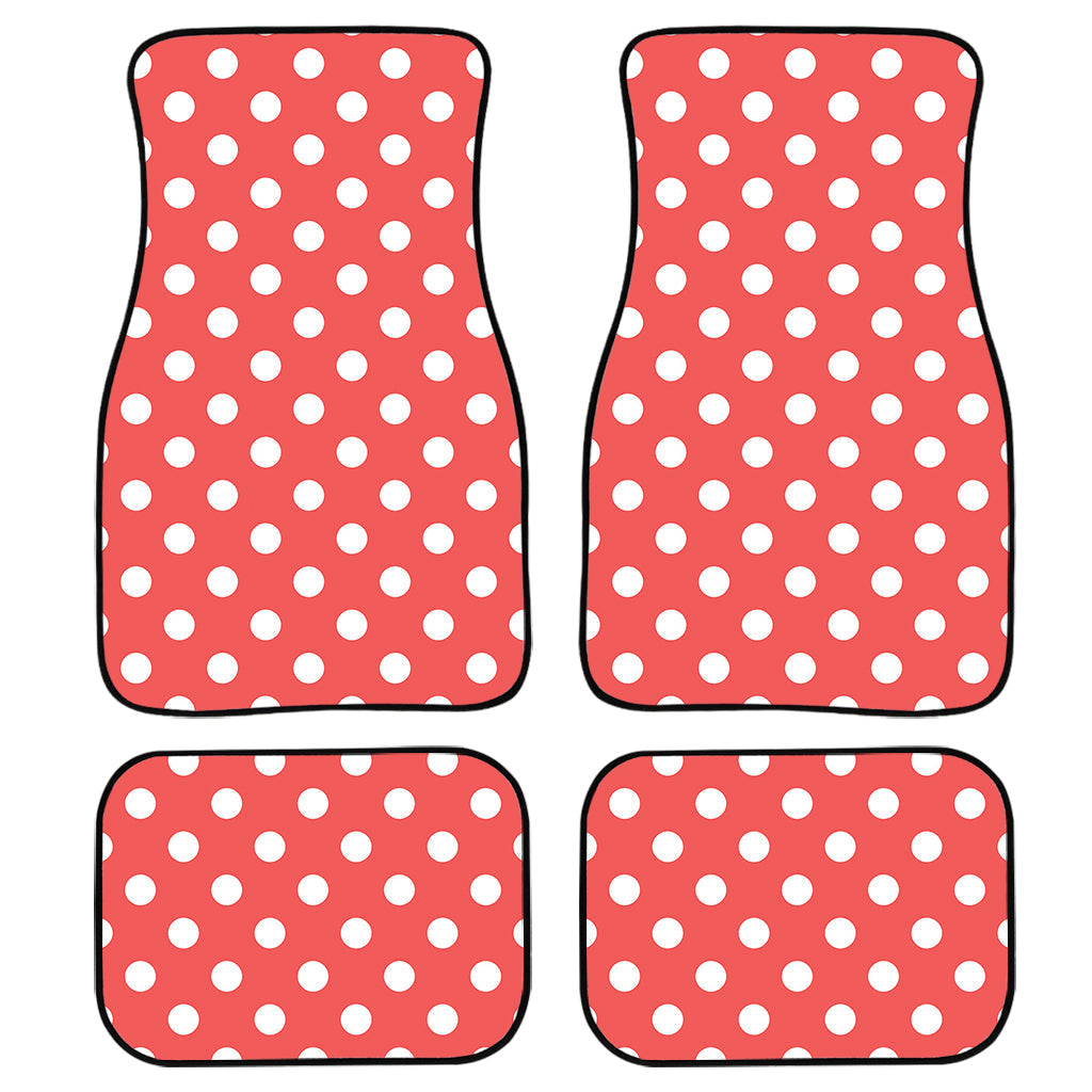 Pastel Red And White Polka Dot Print Front And Back Car Floor Mats/ Front Car Mat