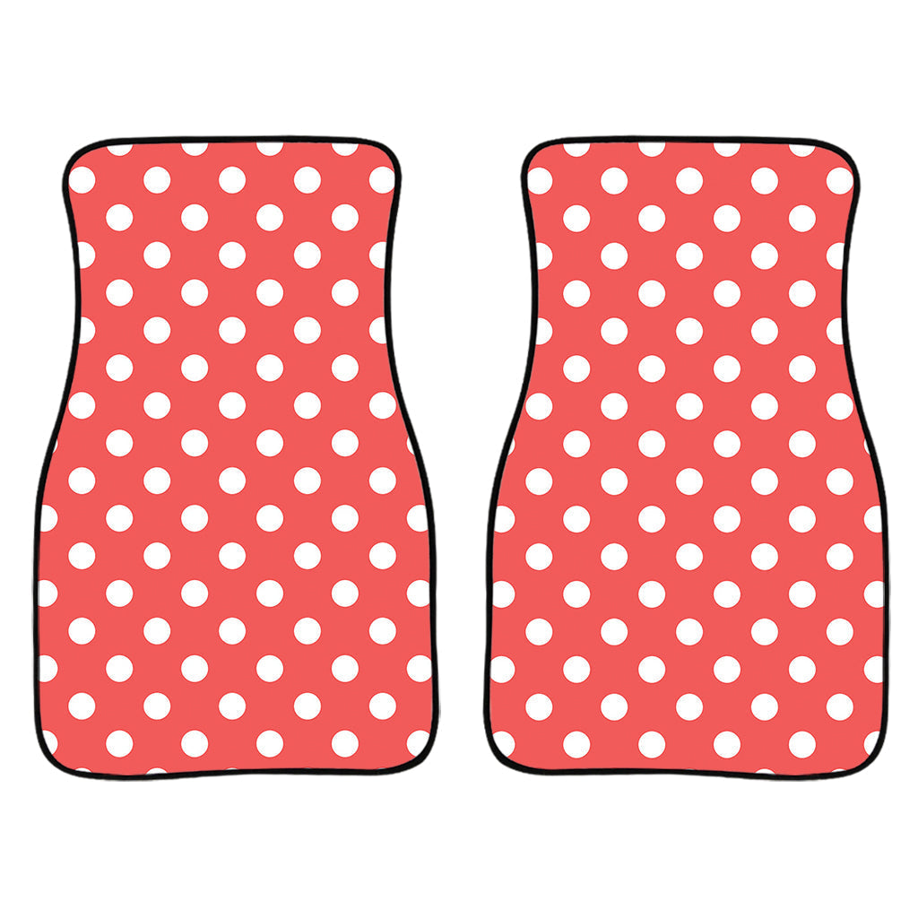 Pastel Red And White Polka Dot Print Front And Back Car Floor Mats/ Front Car Mat