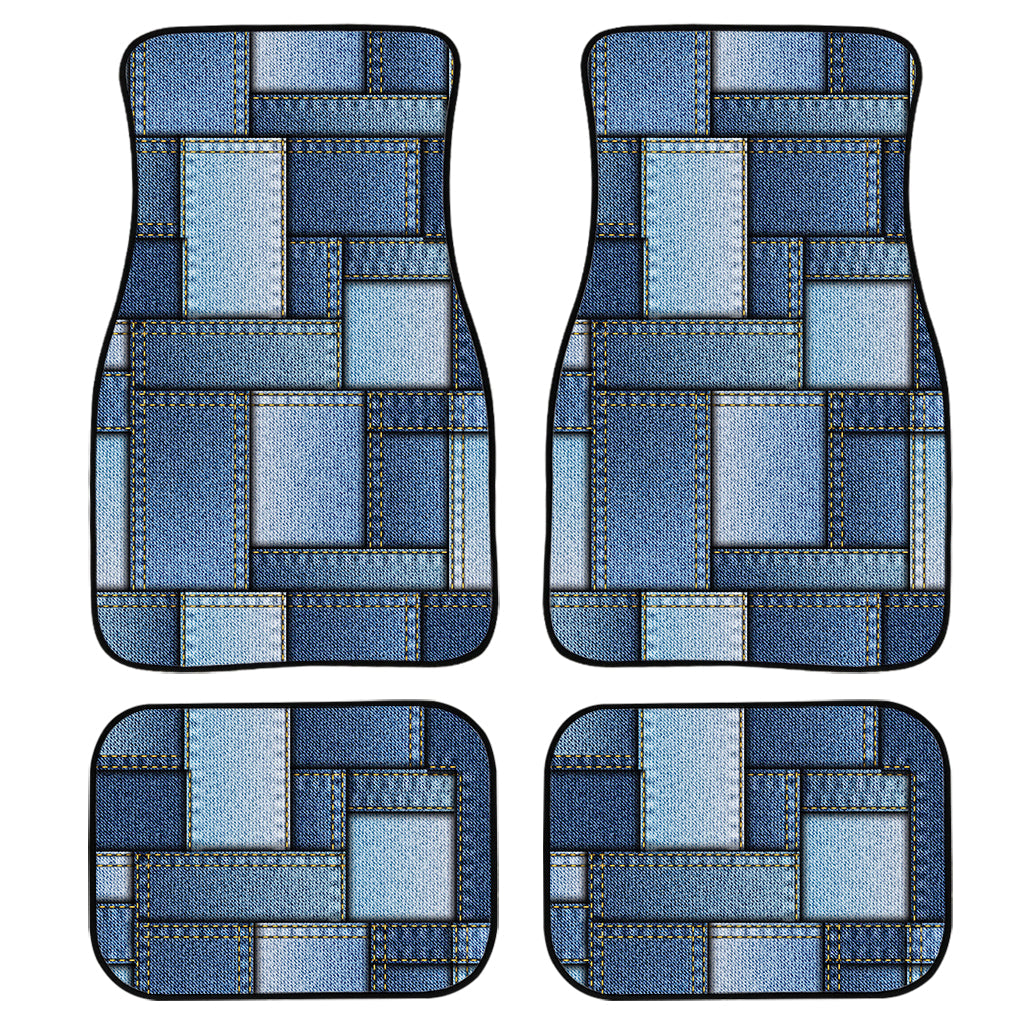Patchwork Denim Jeans Pattern Print Front And Back Car Floor Mats/ Front Car Mat