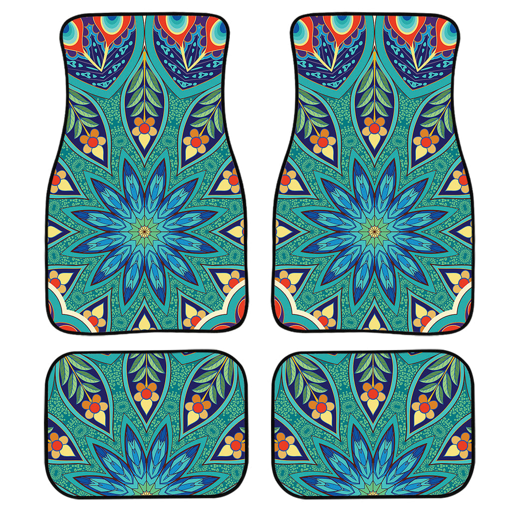 Peacock Feather Floral Pattern Print Front And Back Car Floor Mats/ Front Car Mat