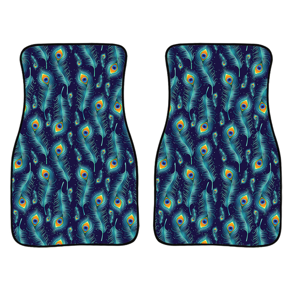 Peacock Feather Pattern Print Front And Back Car Floor Mats/ Front Car Mat