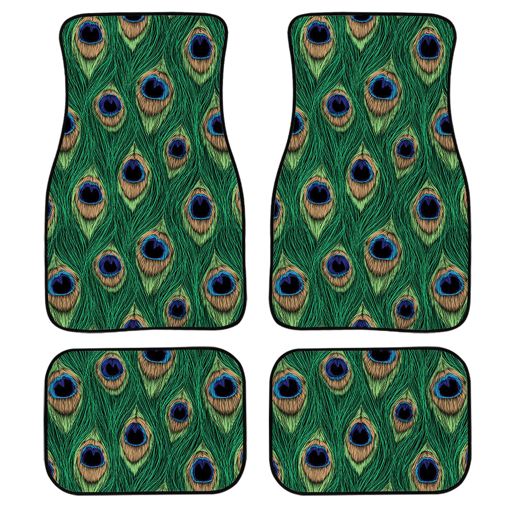 Peacock Tail Pattern Print Front And Back Car Floor Mats/ Front Car Mat
