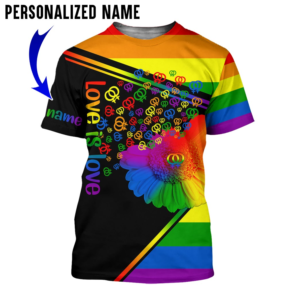 Personalized With Name Love Is Love/ LGBT Sunflower 3D Shirt