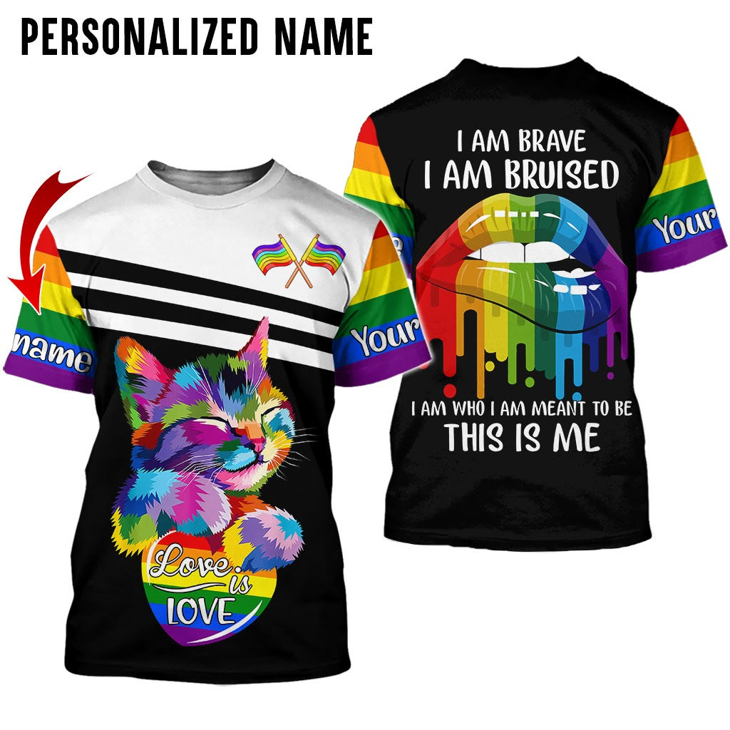 Personalized LGBT 3D With Name/ Cat Love Is Love/ Gift For Lesbian Gay Shirt