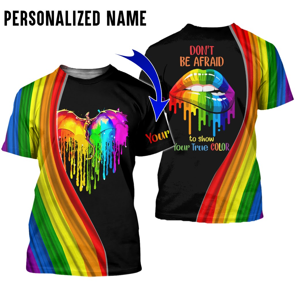 Personalized Rainbow Lips T Shirt For LGBT Community/ Gay Pride Shirt All Over Print