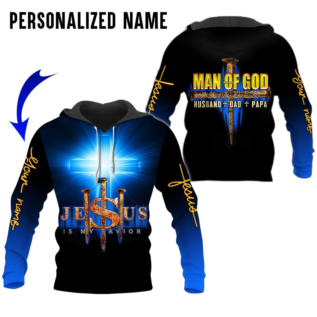 Personalized Name Man Of God Husband Dad Papa Jesus Is My Savior 3D All Over Printed Clothes/ Sublimation Christian Shirt