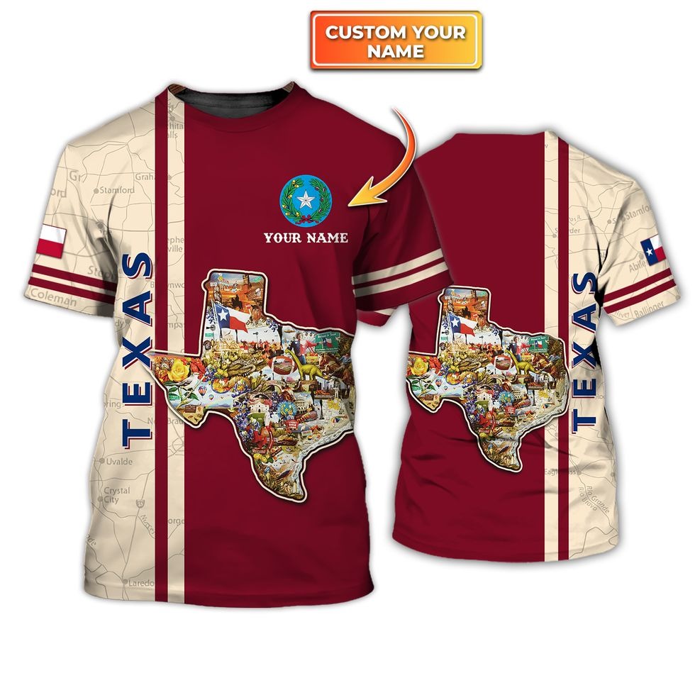 Personalized Texas Shirt/ Texas The Lone Star State Artwood 3D Tshirt