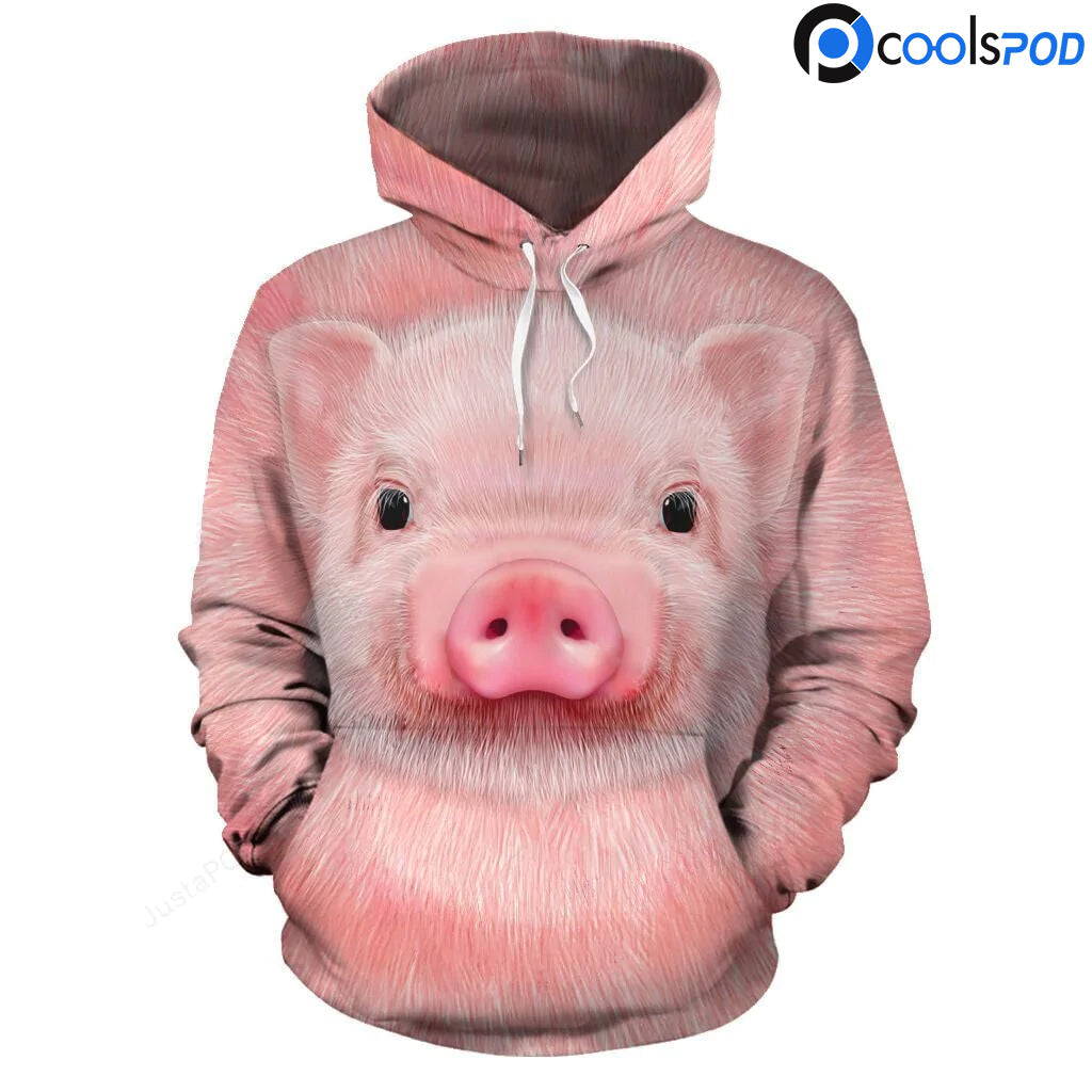 Funny Pig Hoodie Women/ Cute Pig 3D Print On Hoodie/ Pig Apparel Gift For Pig Lover
