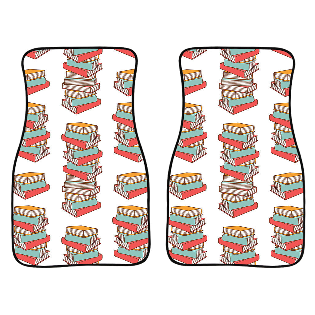 Pile Of Reading Books Pattern Print Front And Back Car Floor Mats/ Front Car Mat