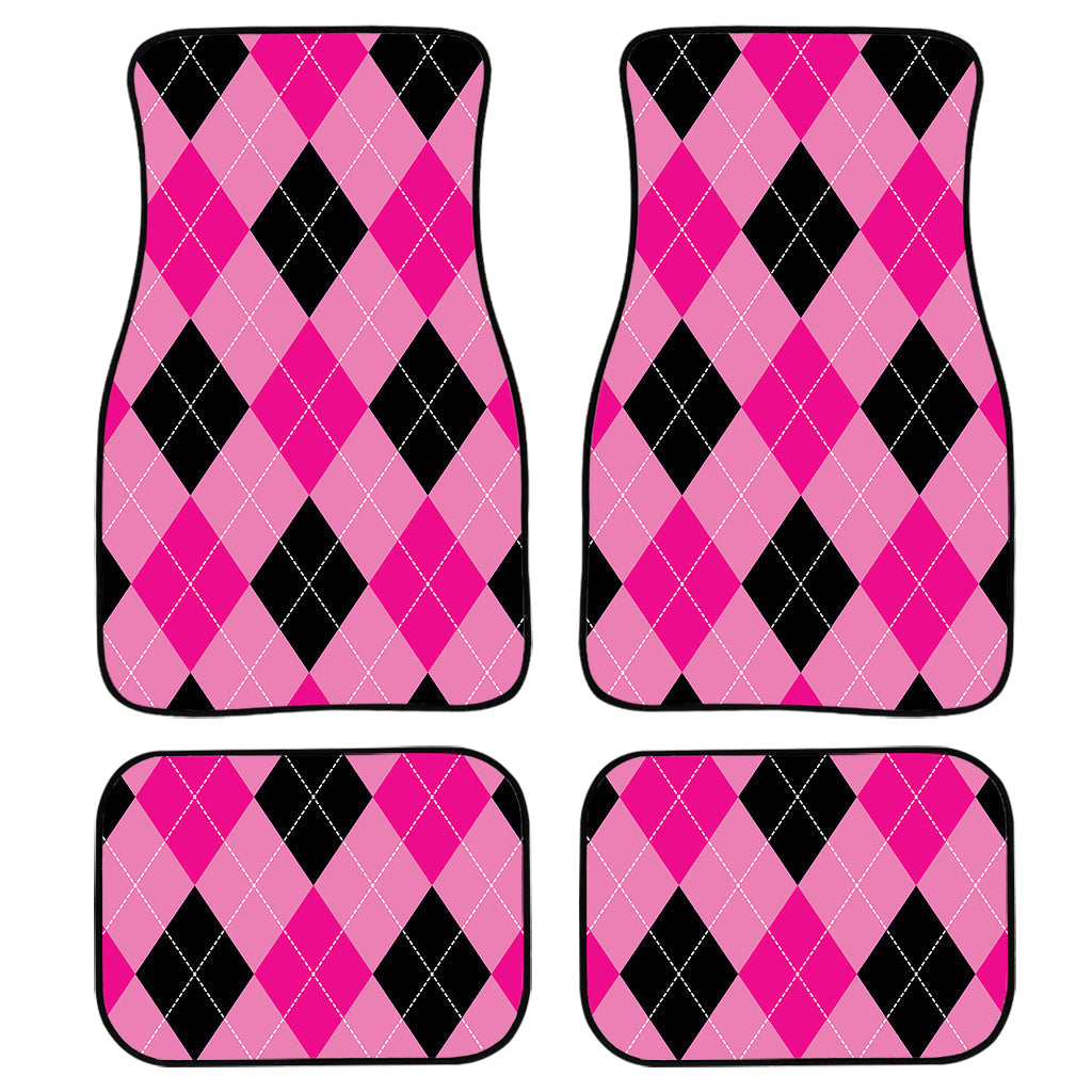 Pink And Black Argyle Pattern Print Front And Back Car Floor Mats/ Front Car Mat