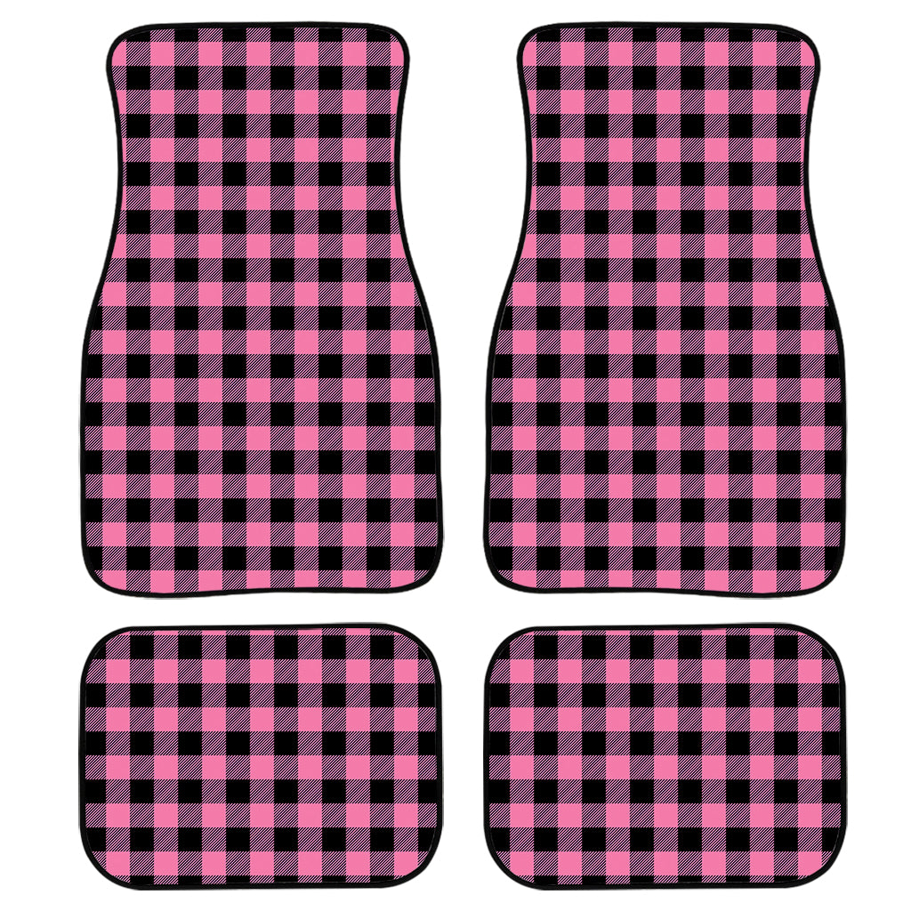 Pink And Black Buffalo Check Print Front And Back Car Floor Mats/ Front Car Mat