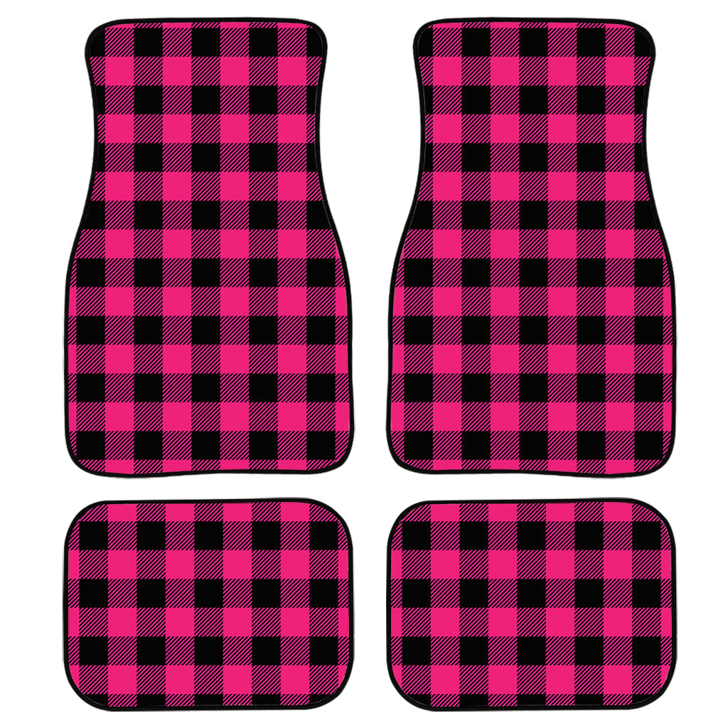 Pink And Black Buffalo Plaid Print Front And Back Car Floor Mats/ Front Car Mat