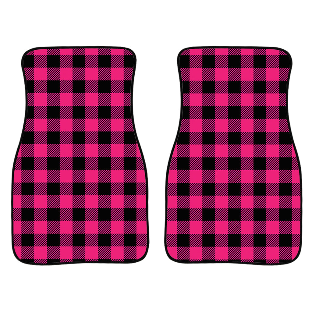 Pink And Black Buffalo Plaid Print Front And Back Car Floor Mats/ Front Car Mat