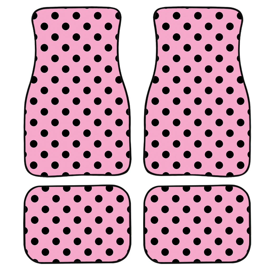 Pink And Black Polka Dot Pattern Print Front And Back Car Floor Mats/ Front Car Mat