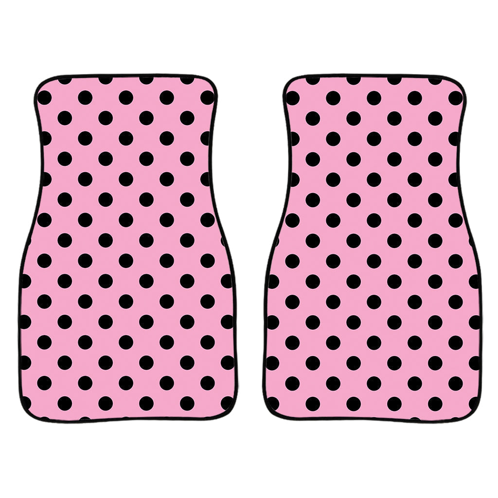 Pink And Black Polka Dot Pattern Print Front And Back Car Floor Mats/ Front Car Mat
