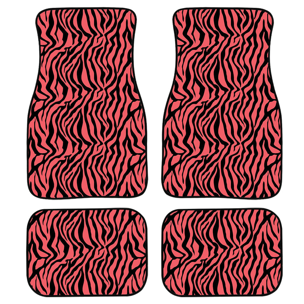 Pink And Black Tiger Stripe Print Front And Back Car Floor Mats/ Front Car Mat