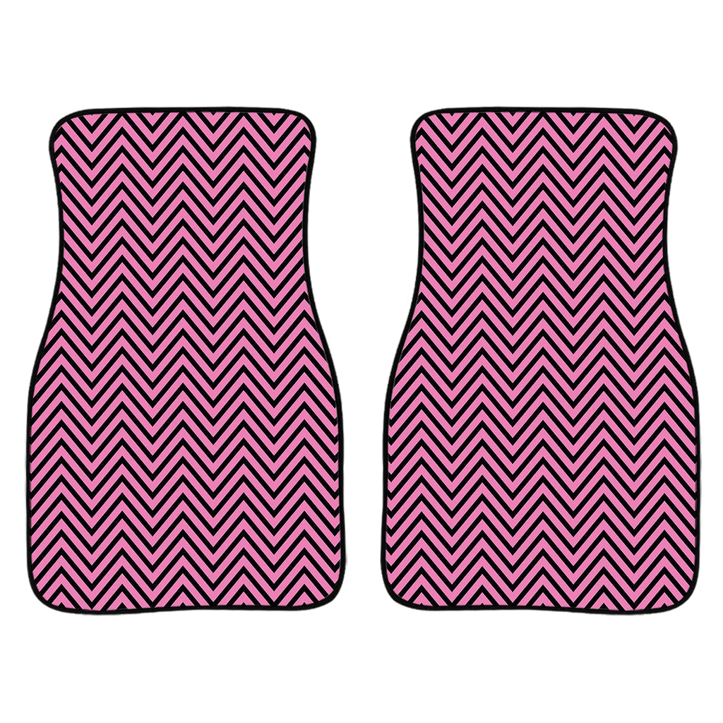 Pink And Black Zigzag Pattern Print Front And Back Car Floor Mats/ Front Car Mat