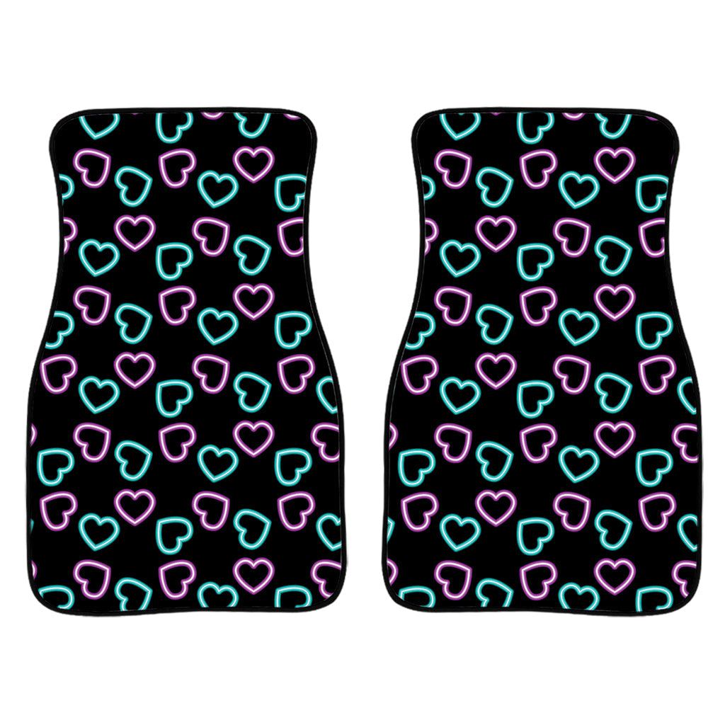 Pink And Blue Lights Heart Pattern Print Front And Back Car Floor Mats/ Front Car Mat
