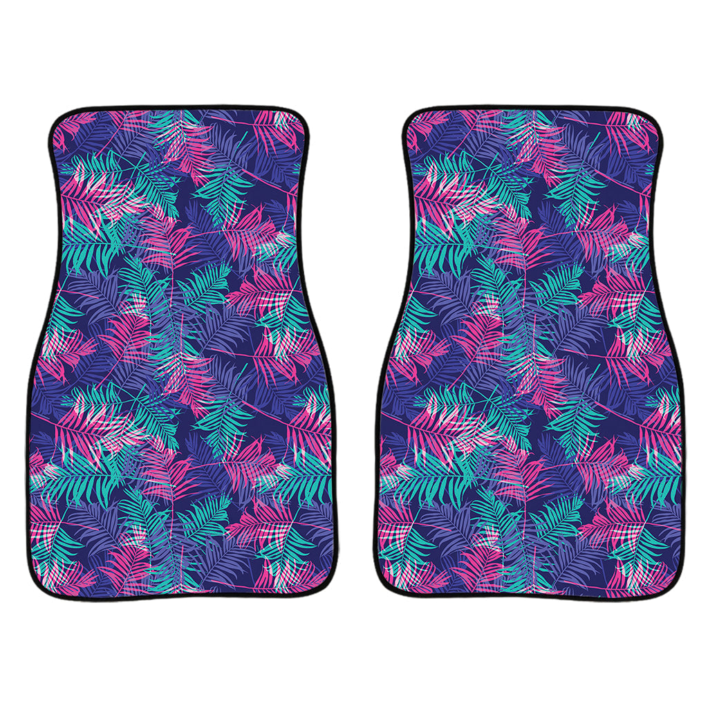 Pink And Blue Tropical Palm Leaf Print Front And Back Car Floor Mats/ Front Car Mat
