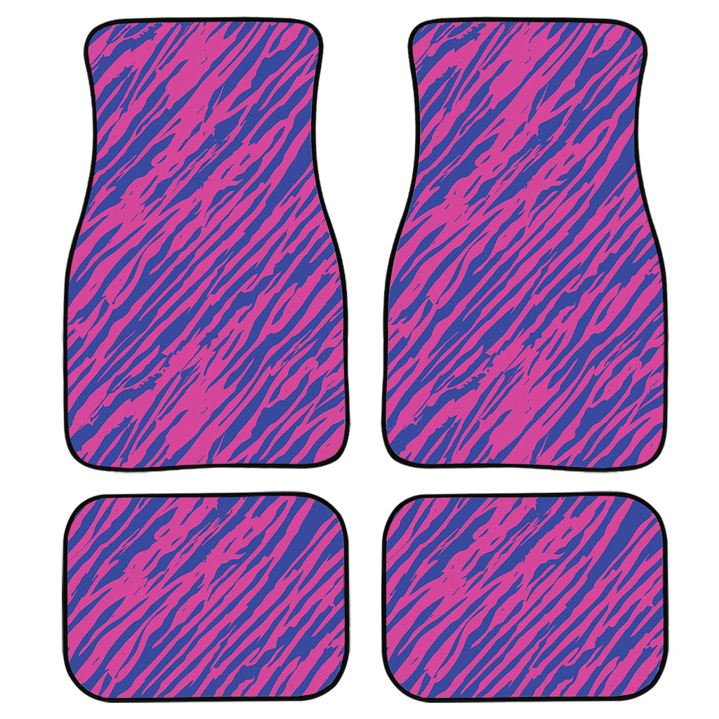 Pink And Blue Zebra Stripes Print Front And Back Car Floor Mats/ Front Car Mat