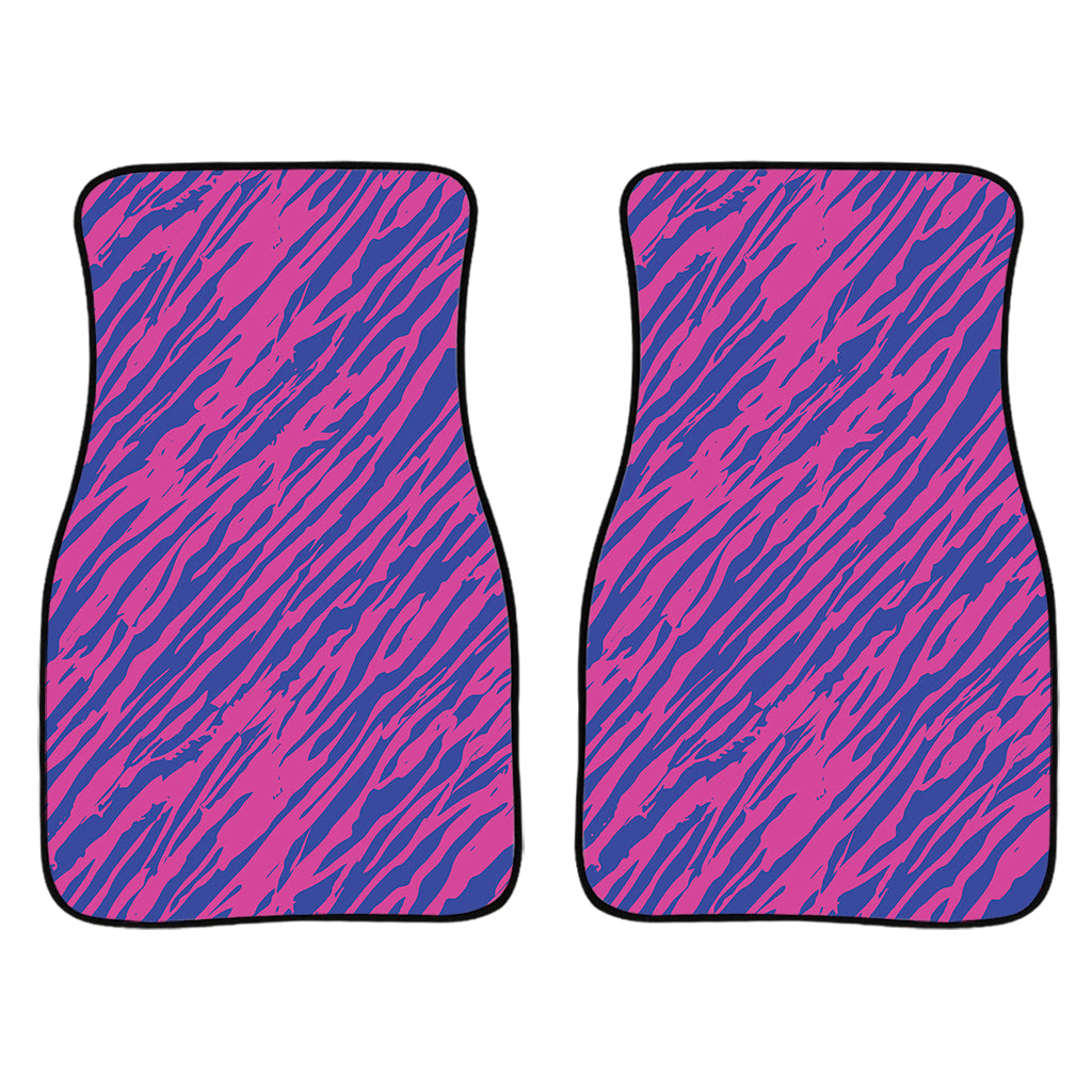 Pink And Blue Zebra Stripes Print Front And Back Car Floor Mats/ Front Car Mat