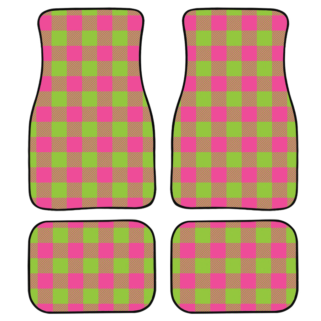 Pink And Green Buffalo Plaid Print Front And Back Car Floor Mats/ Front Car Mat