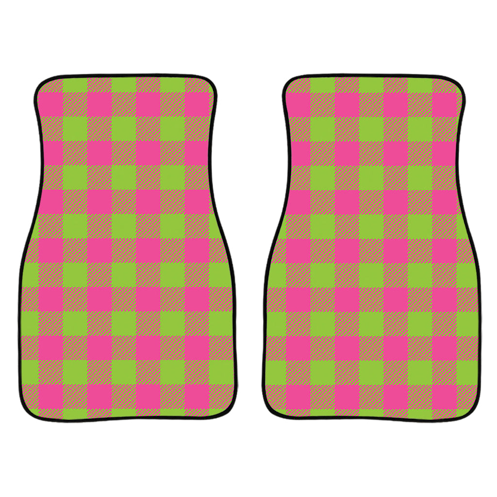 Pink And Green Buffalo Plaid Print Front And Back Car Floor Mats/ Front Car Mat
